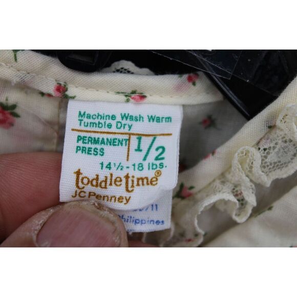 Vintage JCPenney Toddler Time 6m Floral Print Lace Trim Dress - Picture 10 of 11